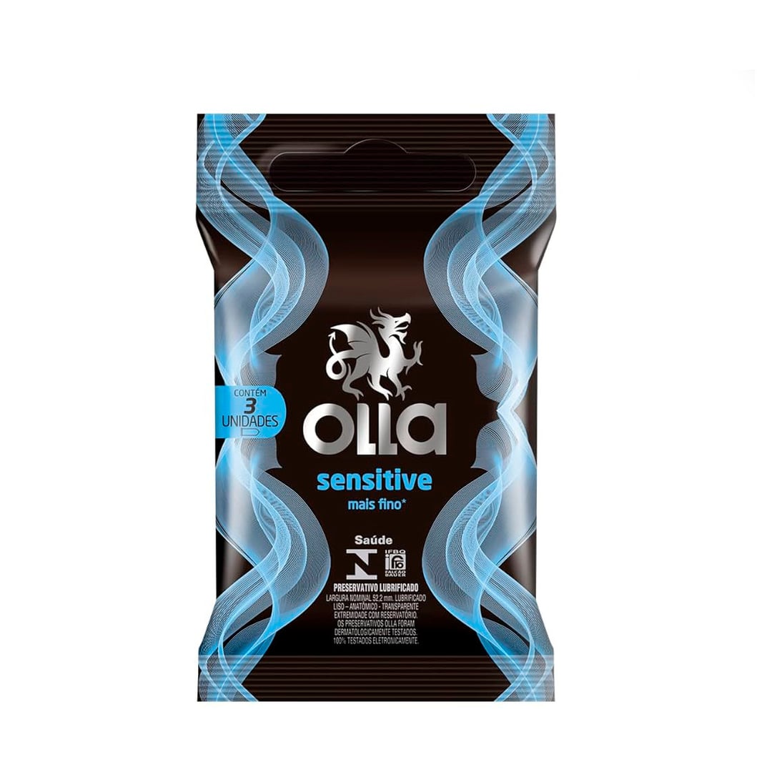 Preservativo Fino que Proporciona a Sensação de Usar Nada - Olla Sensitive| 3 Unidades - 1